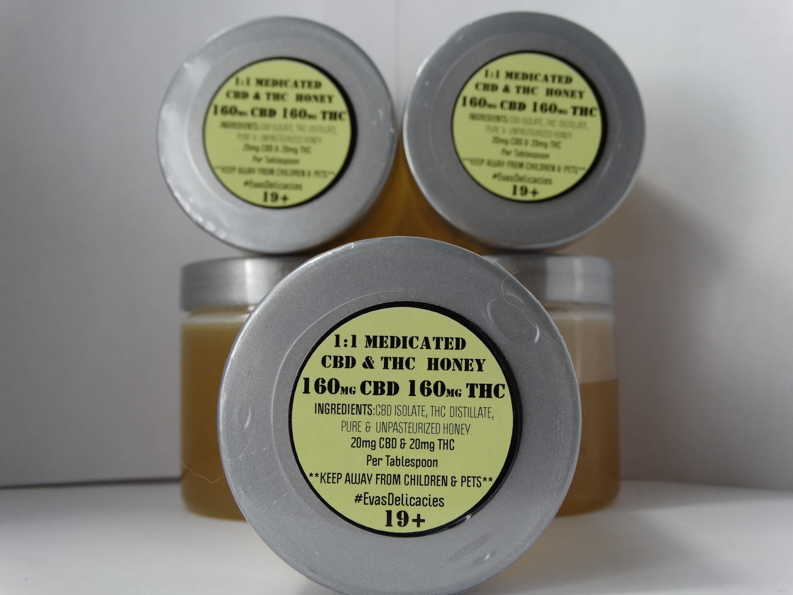 160mg CBD 160mg THC Medicated CBDTHC Honey scaled Eva’s Delicacies – 1:1 CBD & THC Honey (160mg CBD & 160mg THC))