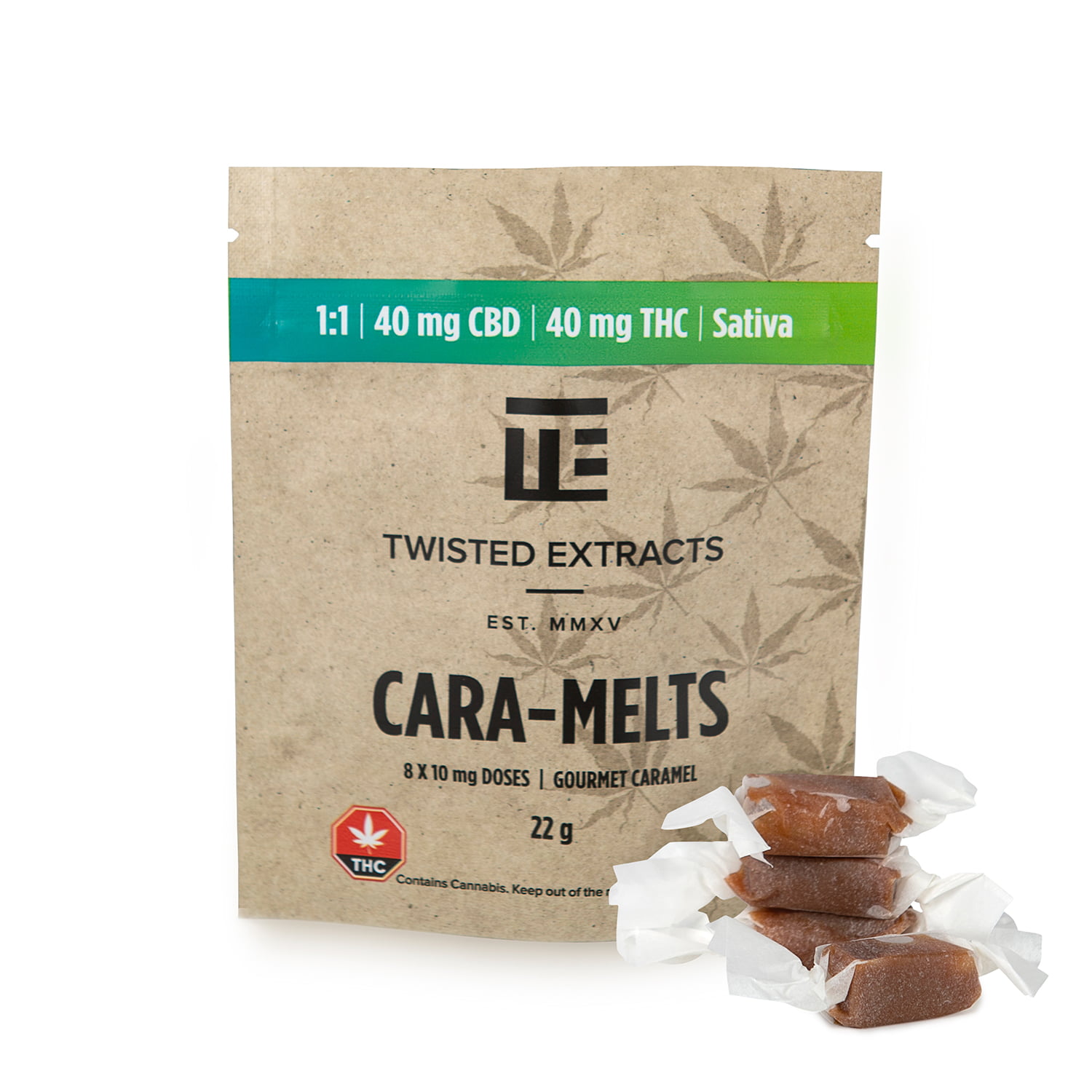 TwistedCaraSativa1to1 Twisted Extracts – 1:1 Sativa Cara-Melts (40mg THC + 40mg CBD)