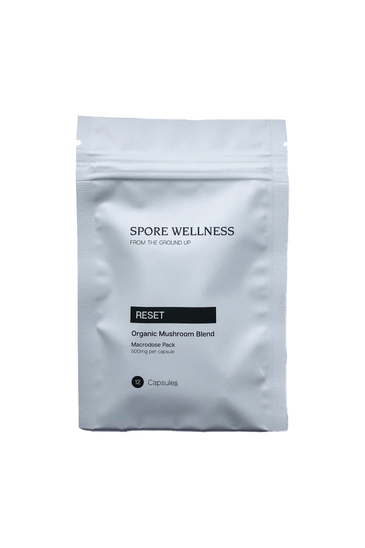 Spore Wellness Reset Macrodosing Mushroom Capsules Front Bag Spore Wellness (Reset) Macrodosing Mushroom Capsules