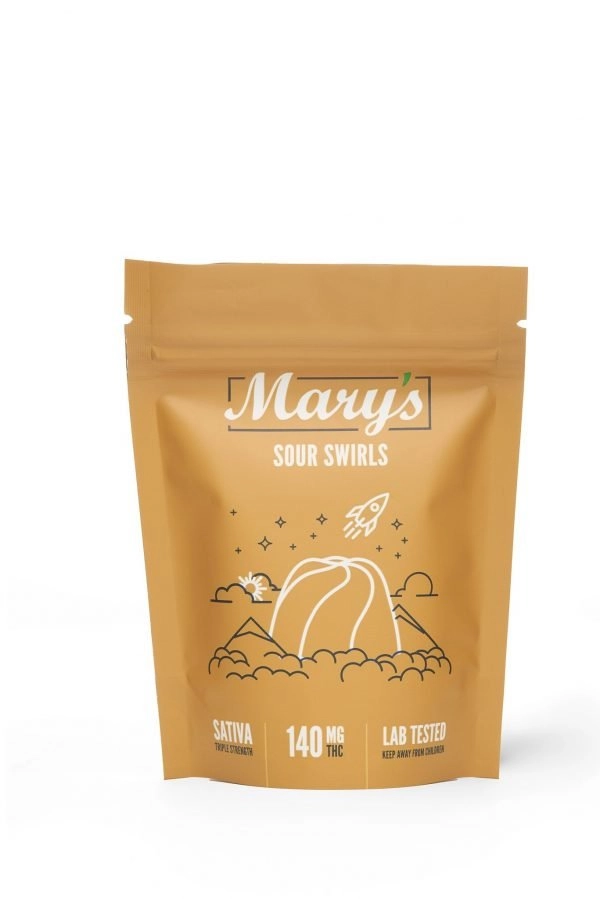 Marys SATIVA SWIRLS 140 2 600x899 1 Mary's Triple Strength Sativa Sour Swirls (140mg THC)