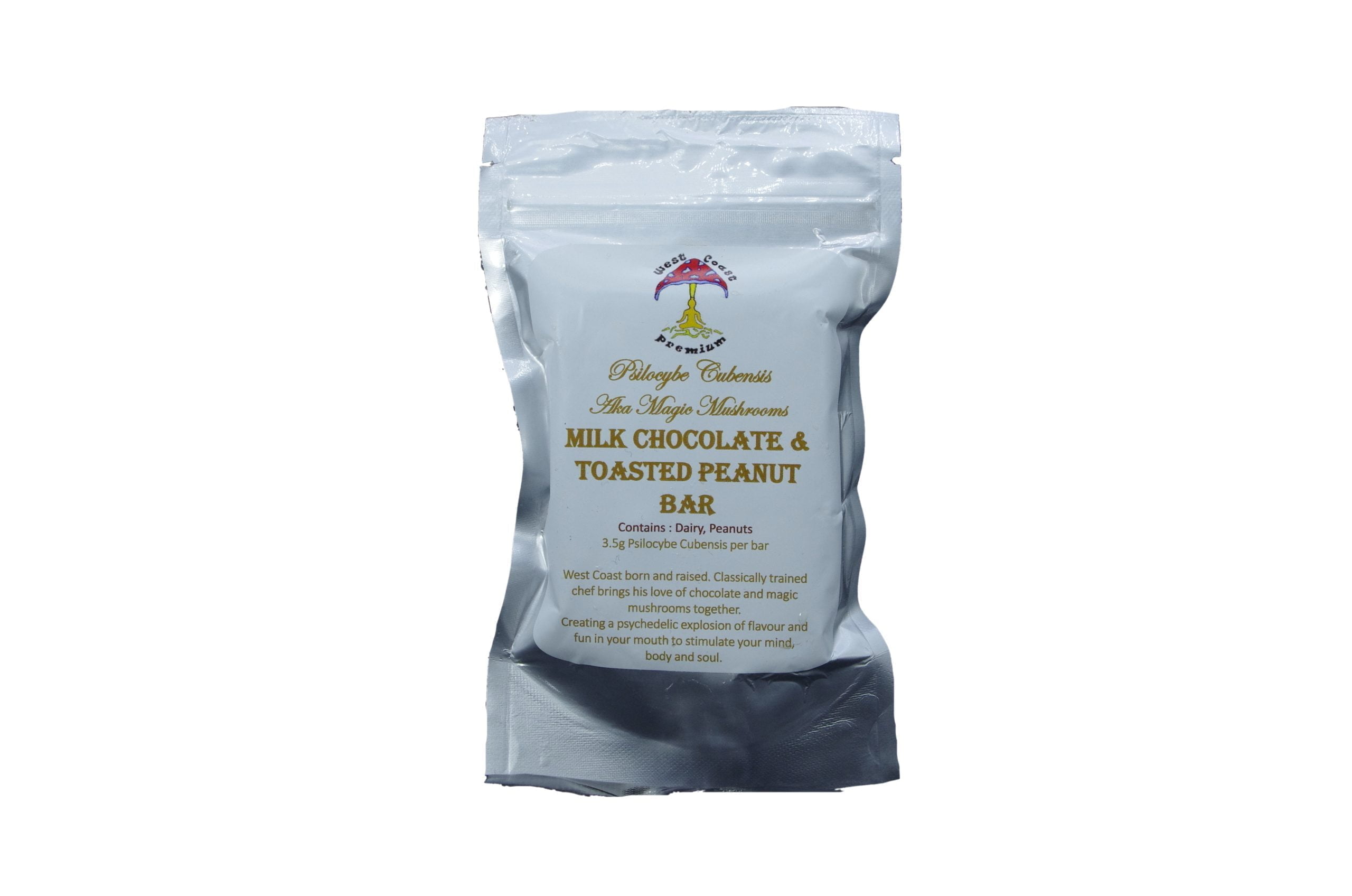 milkyway milk cmtp bar front scaled West Coast Premium - Milk Chocolate & Toasted Peanut Mushroom Bar
