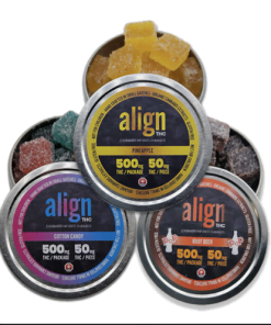 Align THC gummies assorted 500mg product containers cannabis edible packaging set