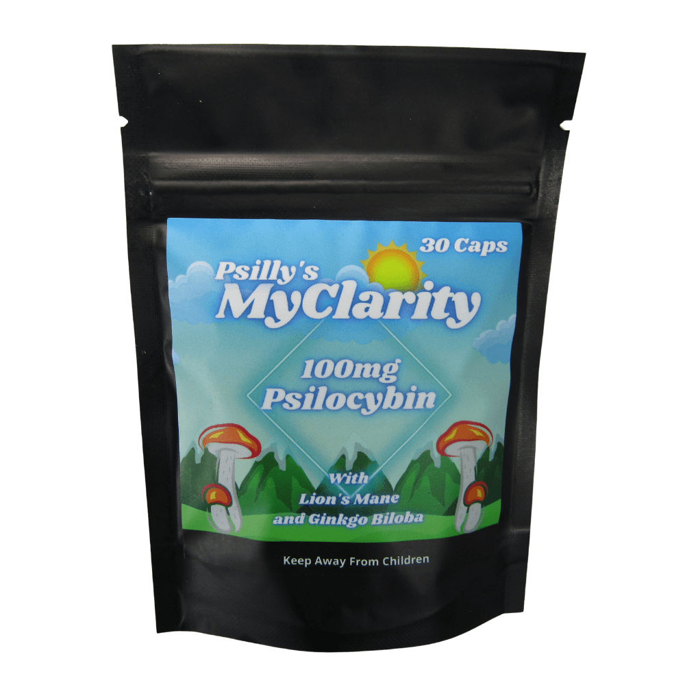 Psillys MyClarity 100mg front Psilly's MyClarity Microdose Caps