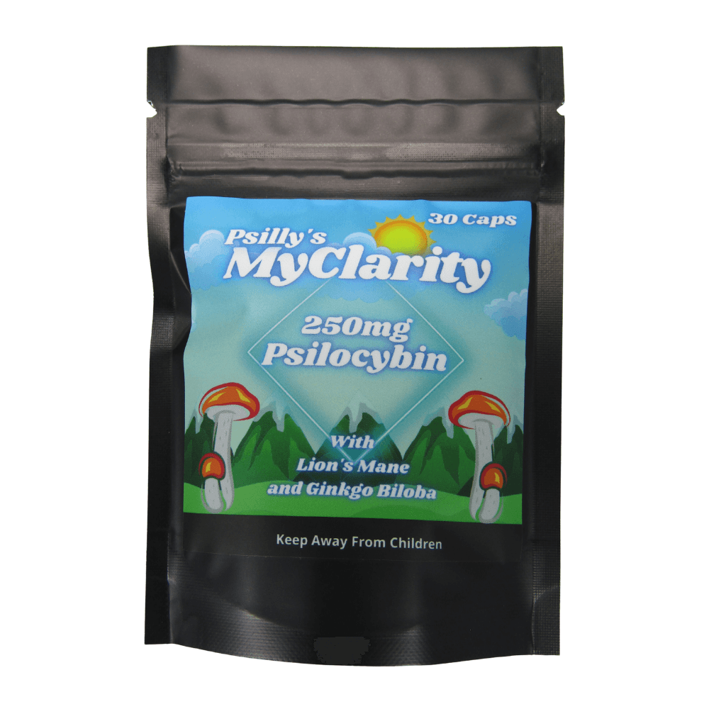 Psillys MyClarity 250mg front Psilly's MyClarity Microdose Caps