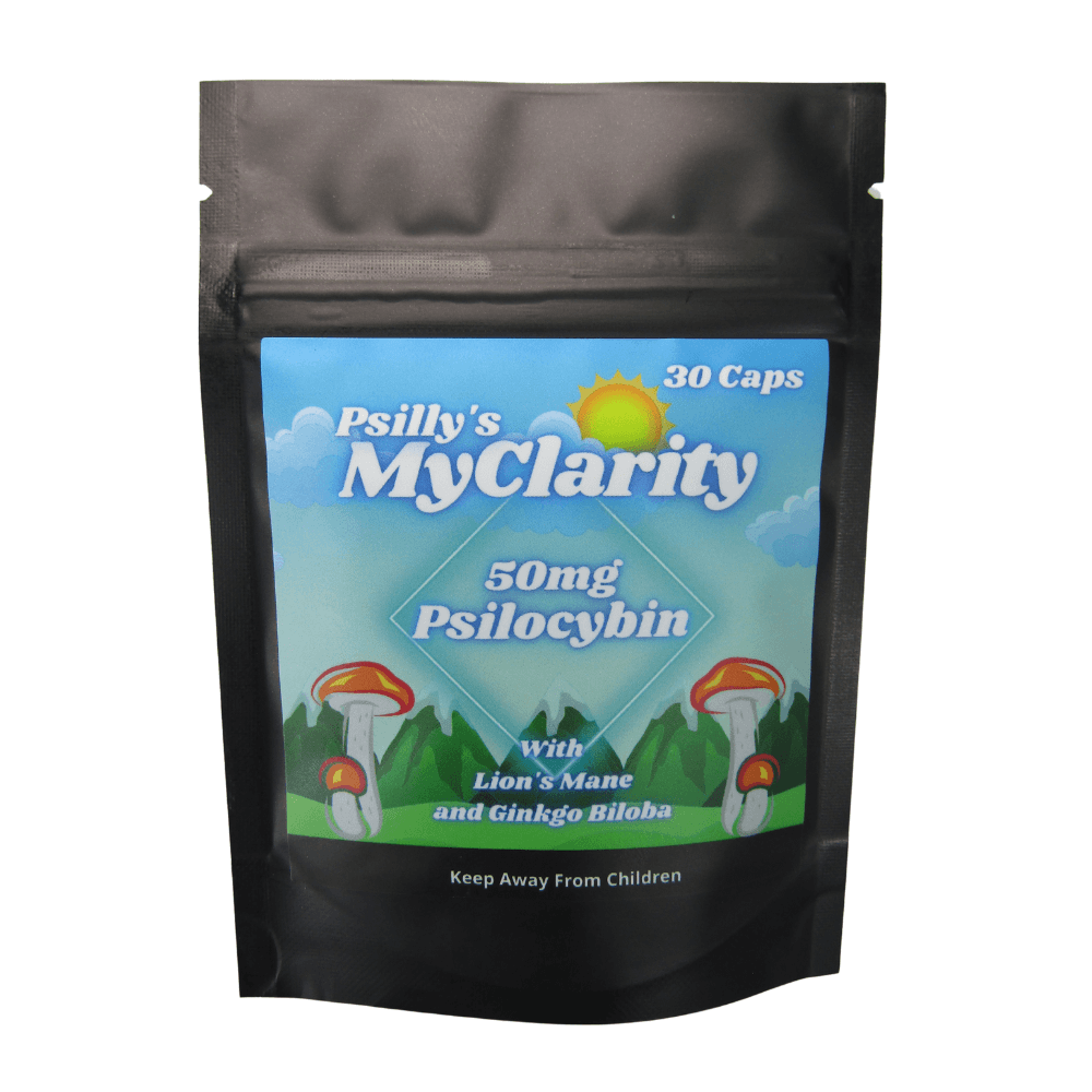 Psillys MyClarity 50mg front Psilly's MyClarity Microdose Caps