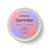 Canna Bliss cherry gummies container with 40mg THC per gummy and 600mg total THC in round tin packaging