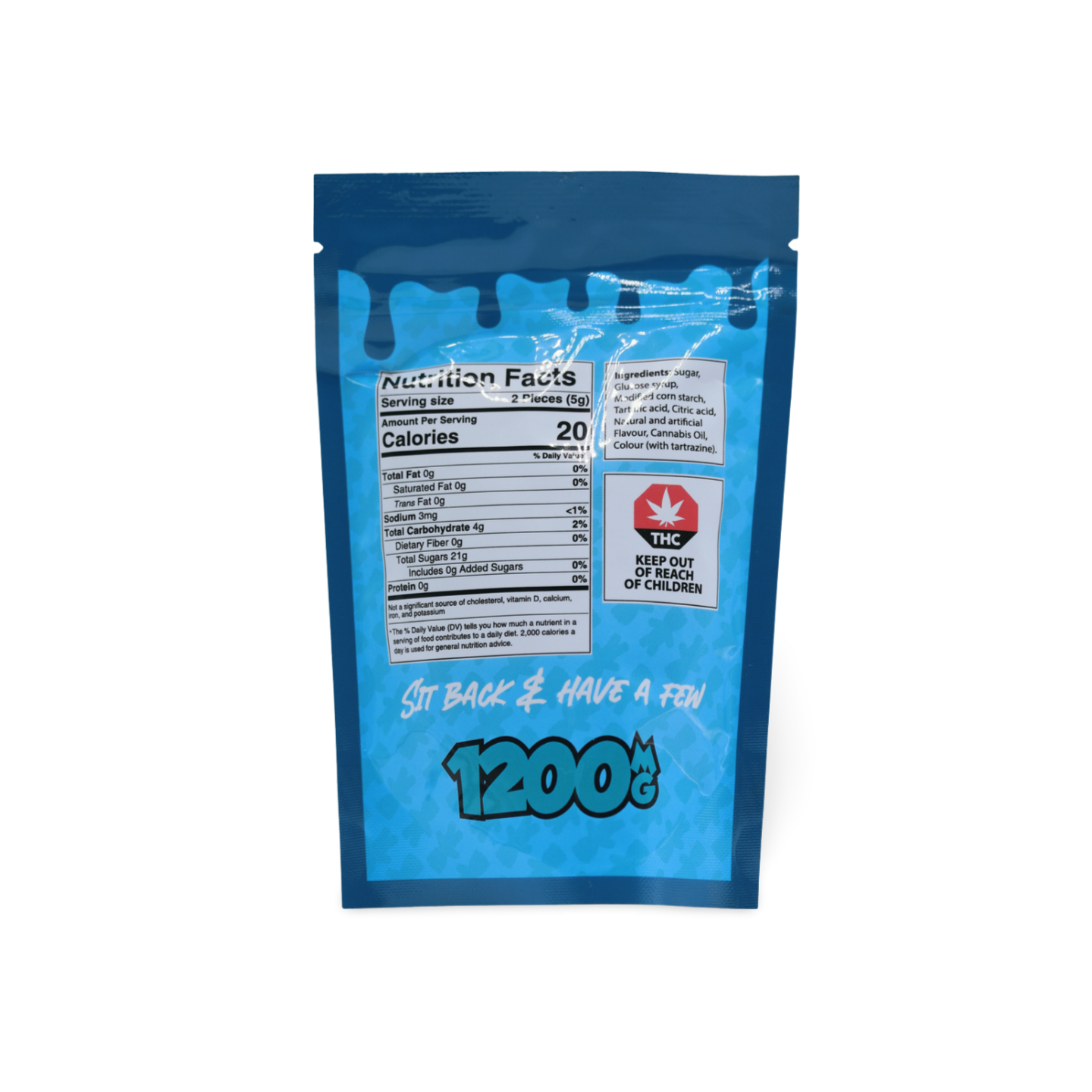 Chew Crew Sour Kids 1200mg THC back Chew Crew - 30mg Sour Kids Gummies (1200mg THC)