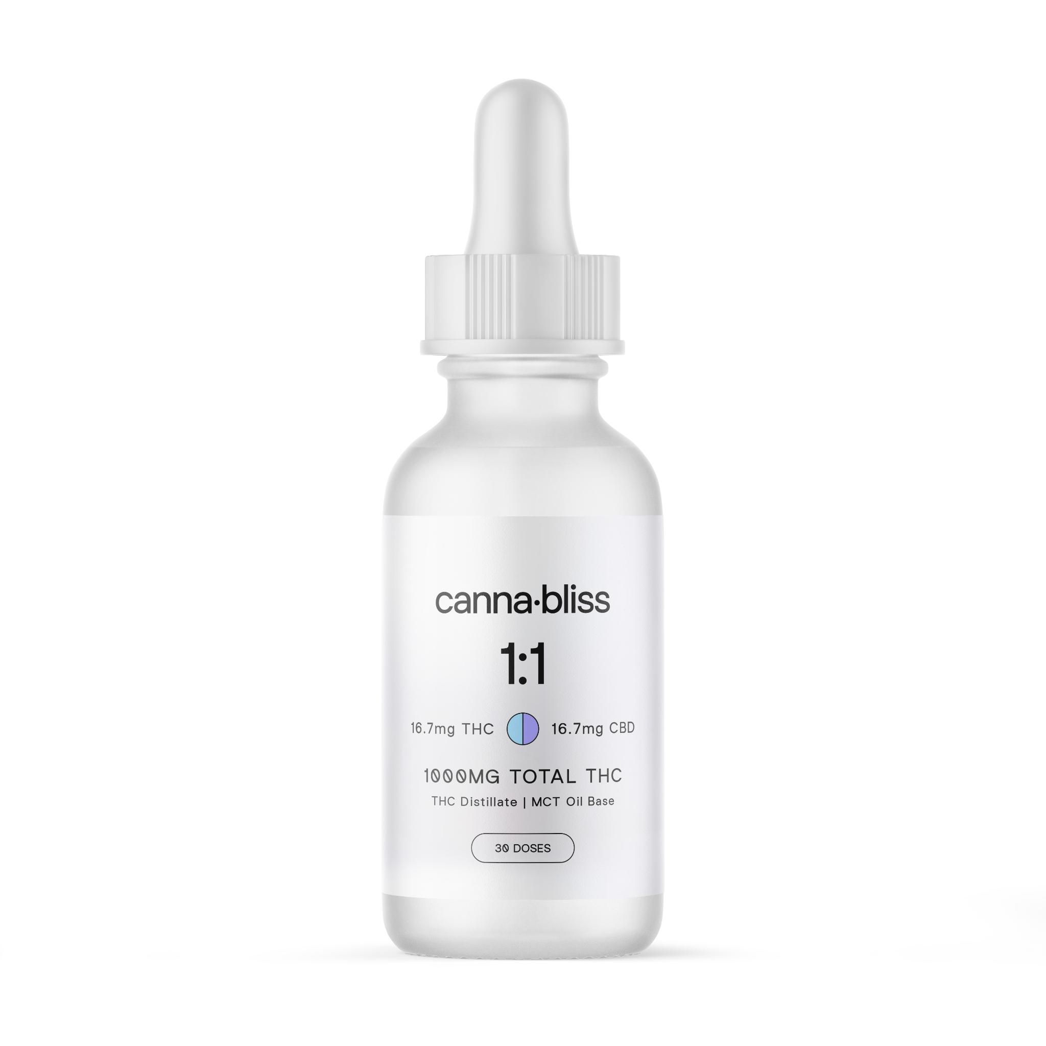 CannaBliss Tincture 1 1 1000 Canna Bliss Tincture 1:1 THC/CBD Tincture - (1000mg)