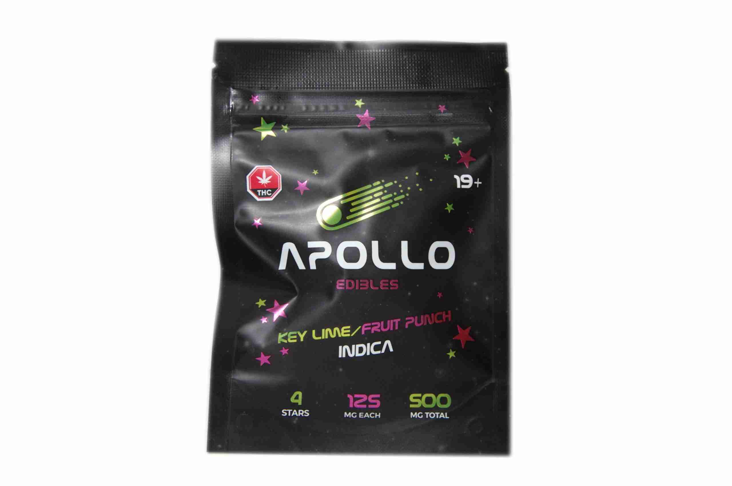apollo 4 pack 125mg ley lime fruit punch front scaled 1 Apollo Edibles – Shooting Stars 500mg THC Indica