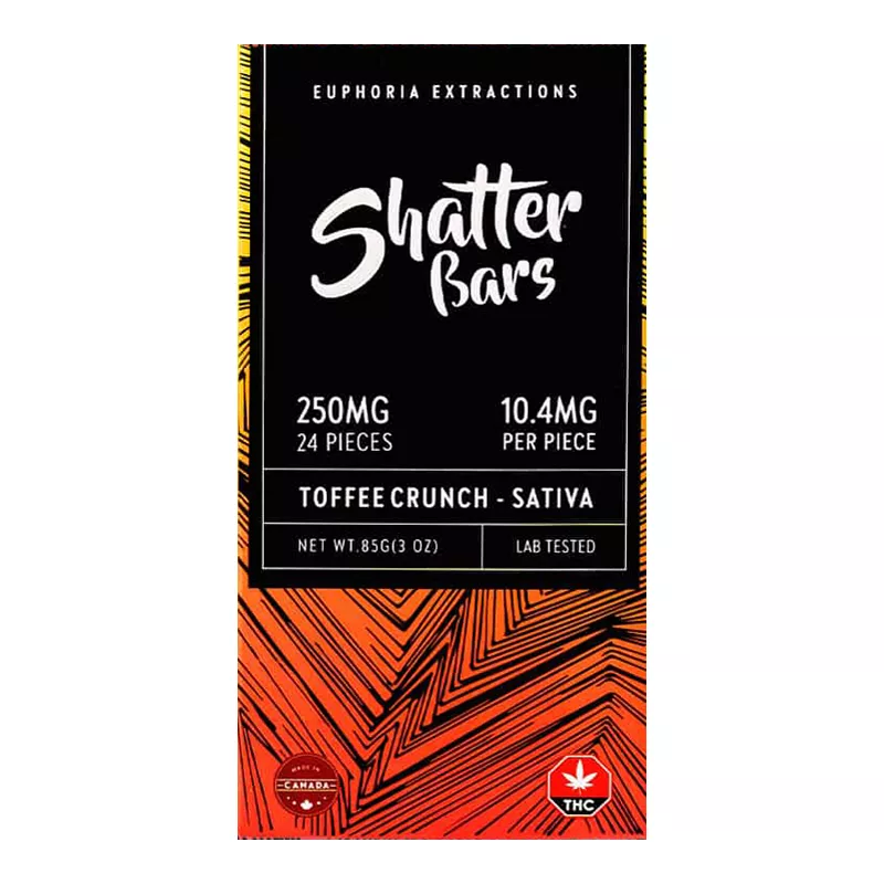 euphoria extractions 250mg sativa toffee crunch bar canada thc Euphoria Shatter Bars - Sativa Chocolate Bars (250mg THC)