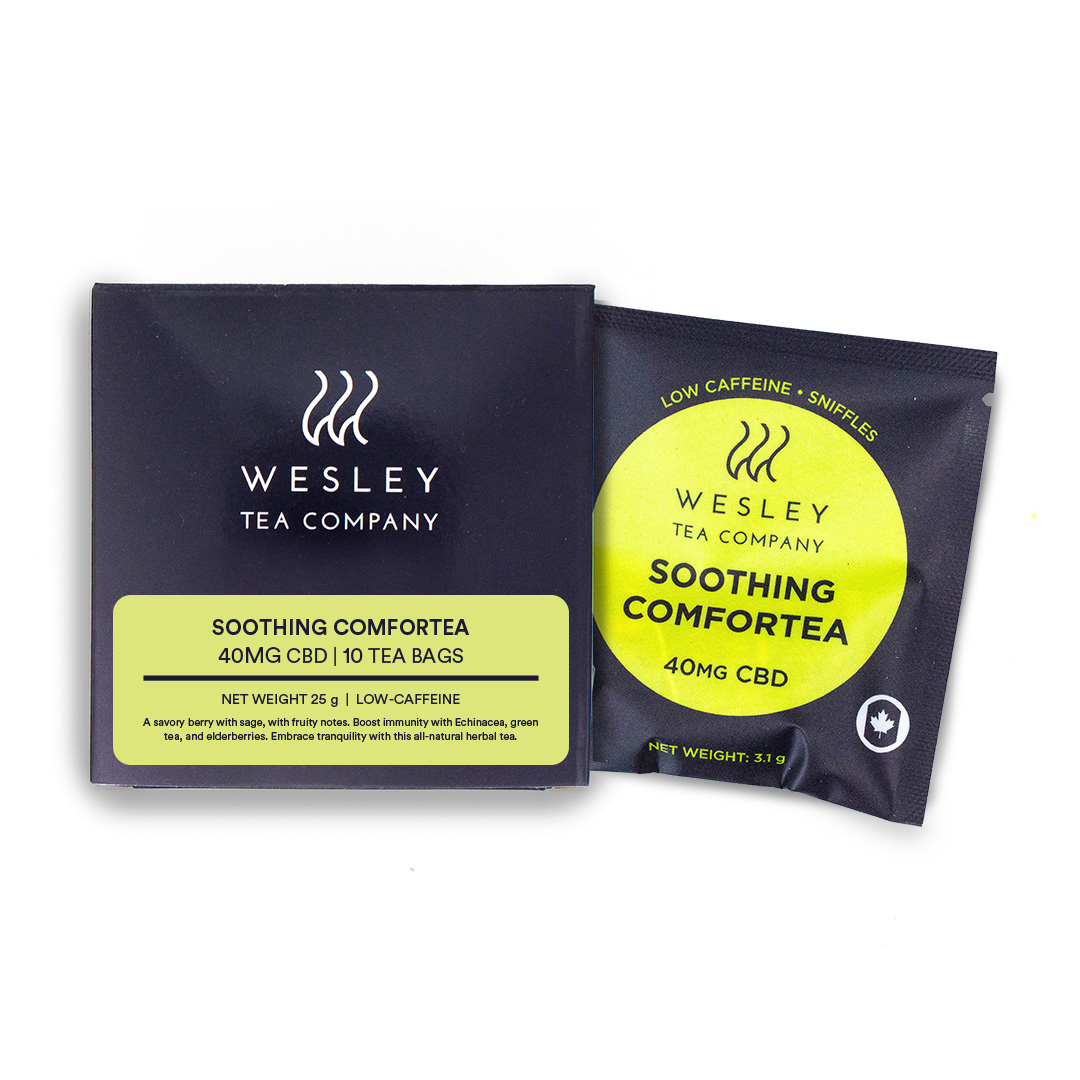omc wesley tea box soothing comfortea Wesley CBD Tea (40mg CBD)