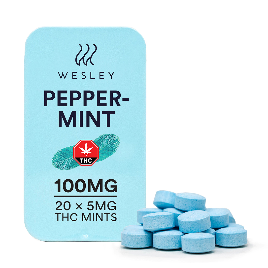 wesley mints peppermint 20x5mg cutout Wesley Mints -100mg THC