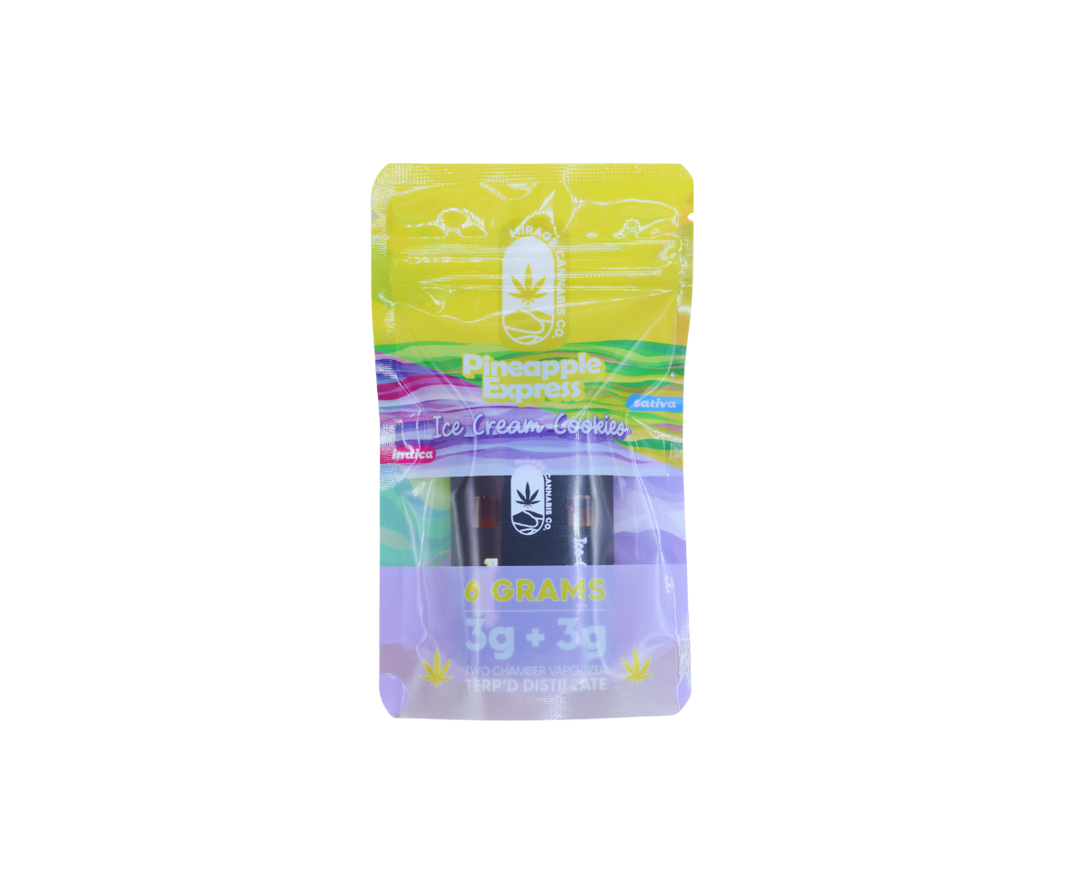 Mirage 6g Vape Pineapple Express Ice Cream Cookies Mirage 6G Dual Cartridge Vapes