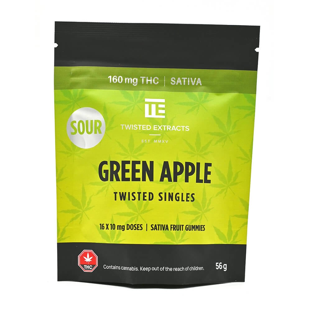 Twisted Singles Sour Green Apple 1 Twisted Singles - Sativa (160 mg THC)