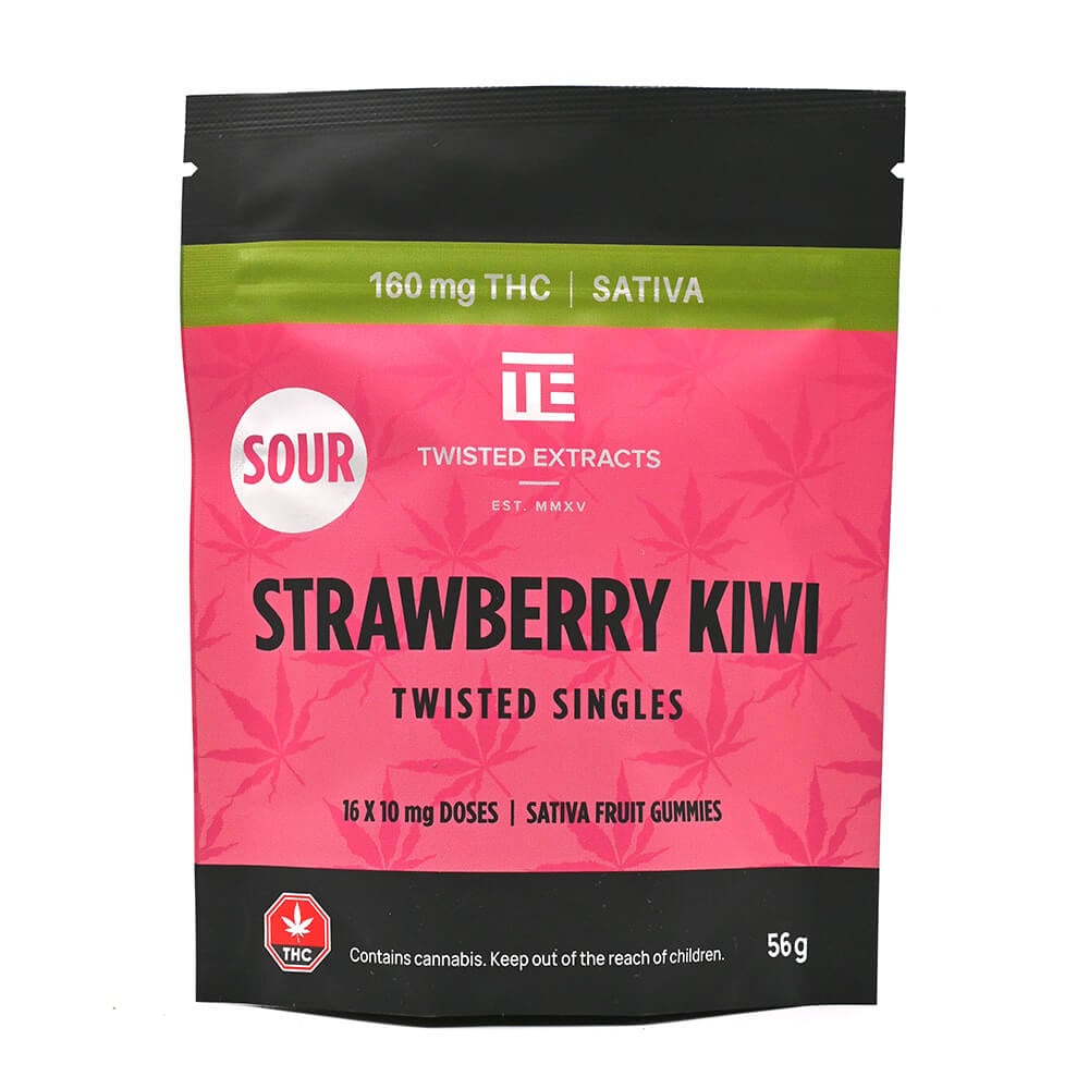 Twisted Singles Sour Strawberry Kiwi 1 Twisted Singles - Sativa (160 mg THC)