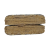 Two rectangular pieces of brown compressed material stacked horizontally on a plain background, showing a textured cut surface.