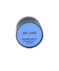 Glacier Melt Jet Fuel live hash rosin 1g jar top view cold cured extract