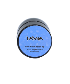 Glacier Melt Papaya live hash rosin 1g jar top view cold cured extract