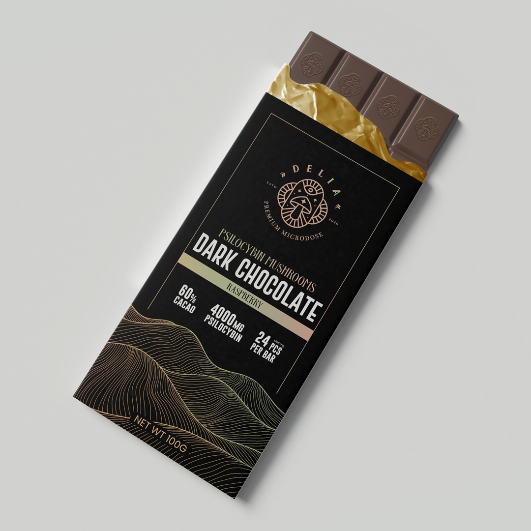 delia chocolate dark 4000mg Delia – Psilocybin Mushroom Chocolate (4000mg)